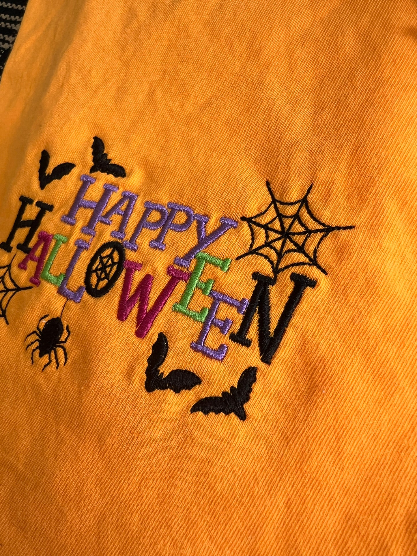 Happy Halloween Design Embroidery T-Shirt