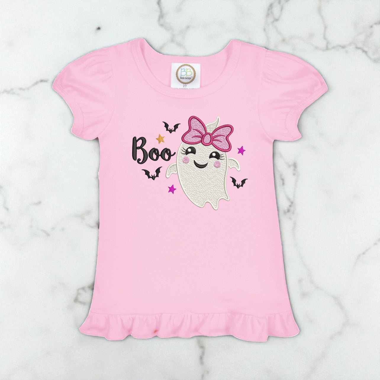 Boo Cute Ghost Embroidery Kids Shirt