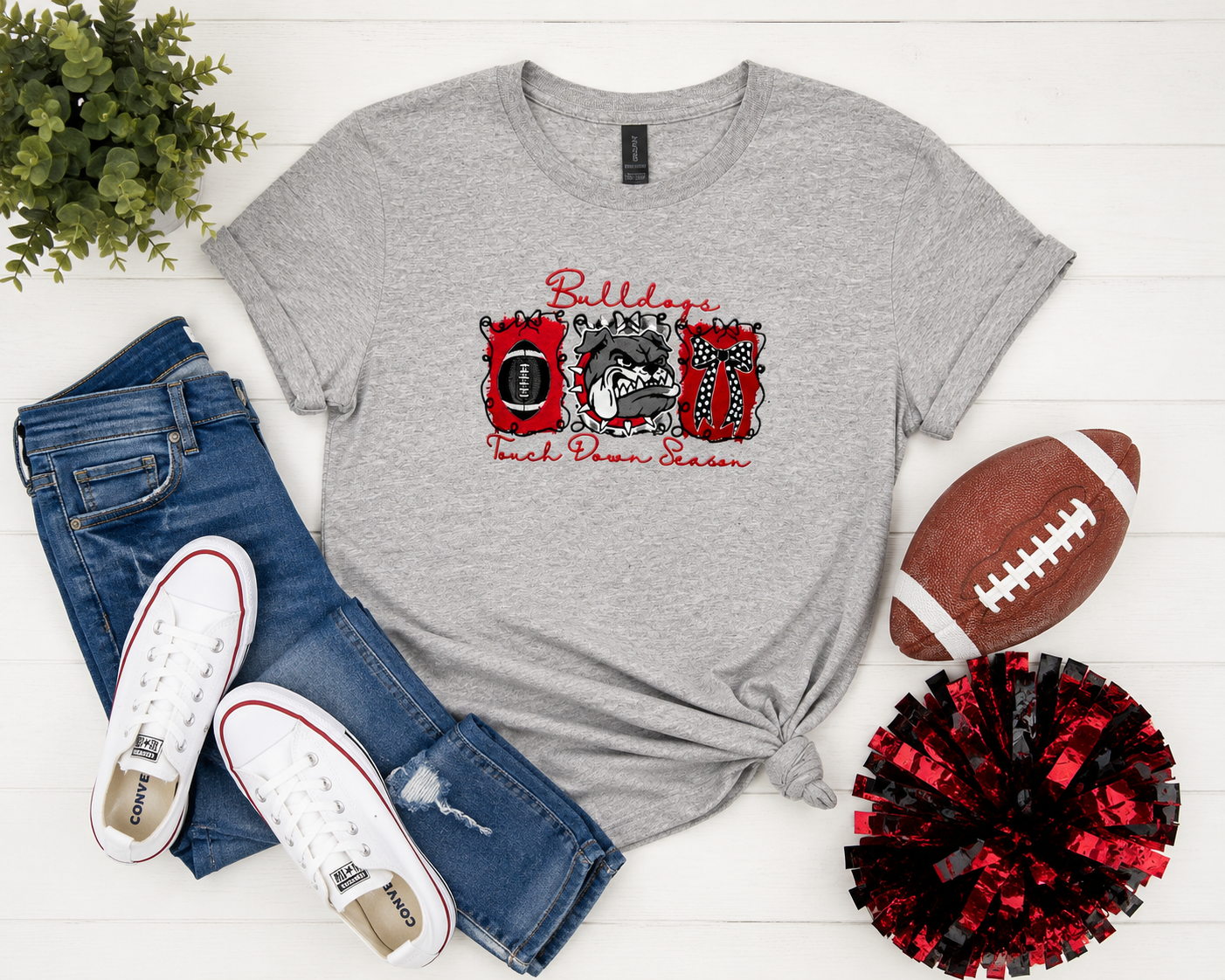 TOUCHDOWN SEASON/BULLDOGS EMBROIDERED TEE OR TANK/ MOMMY AND ME SIZES