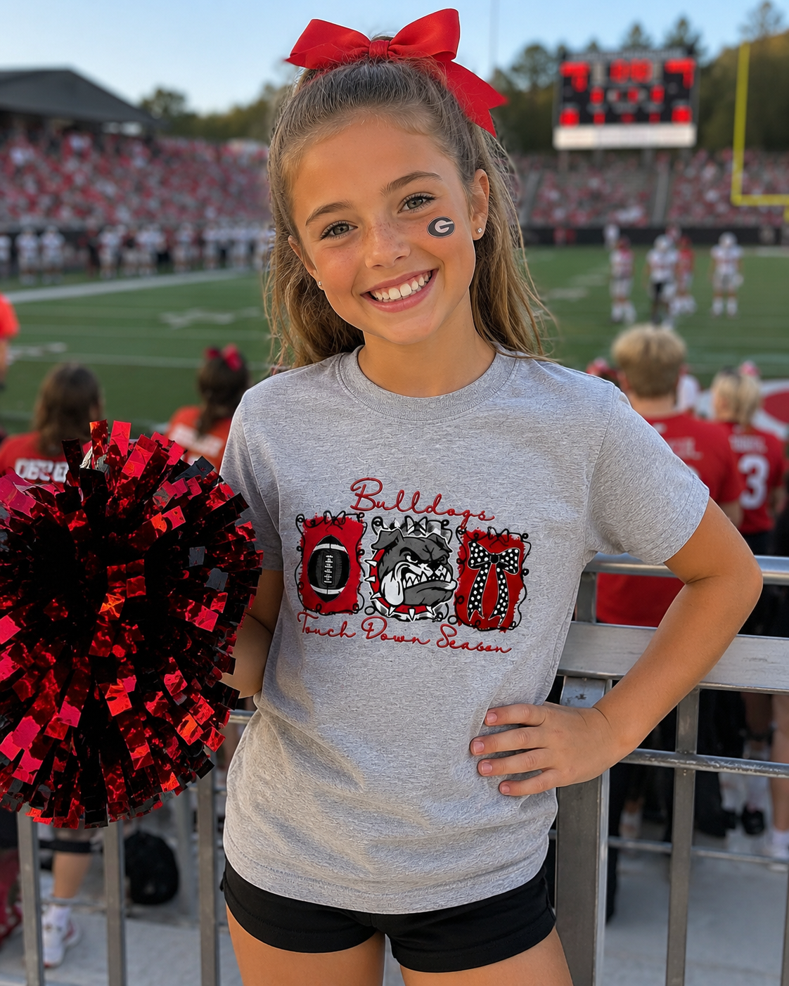 TOUCHDOWN SEASON/BULLDOGS EMBROIDERED TEE OR TANK/ MOMMY AND ME SIZES