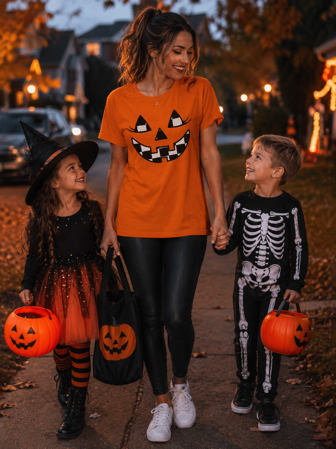 Checkered Jack-O'-Lantern Halloween Tee