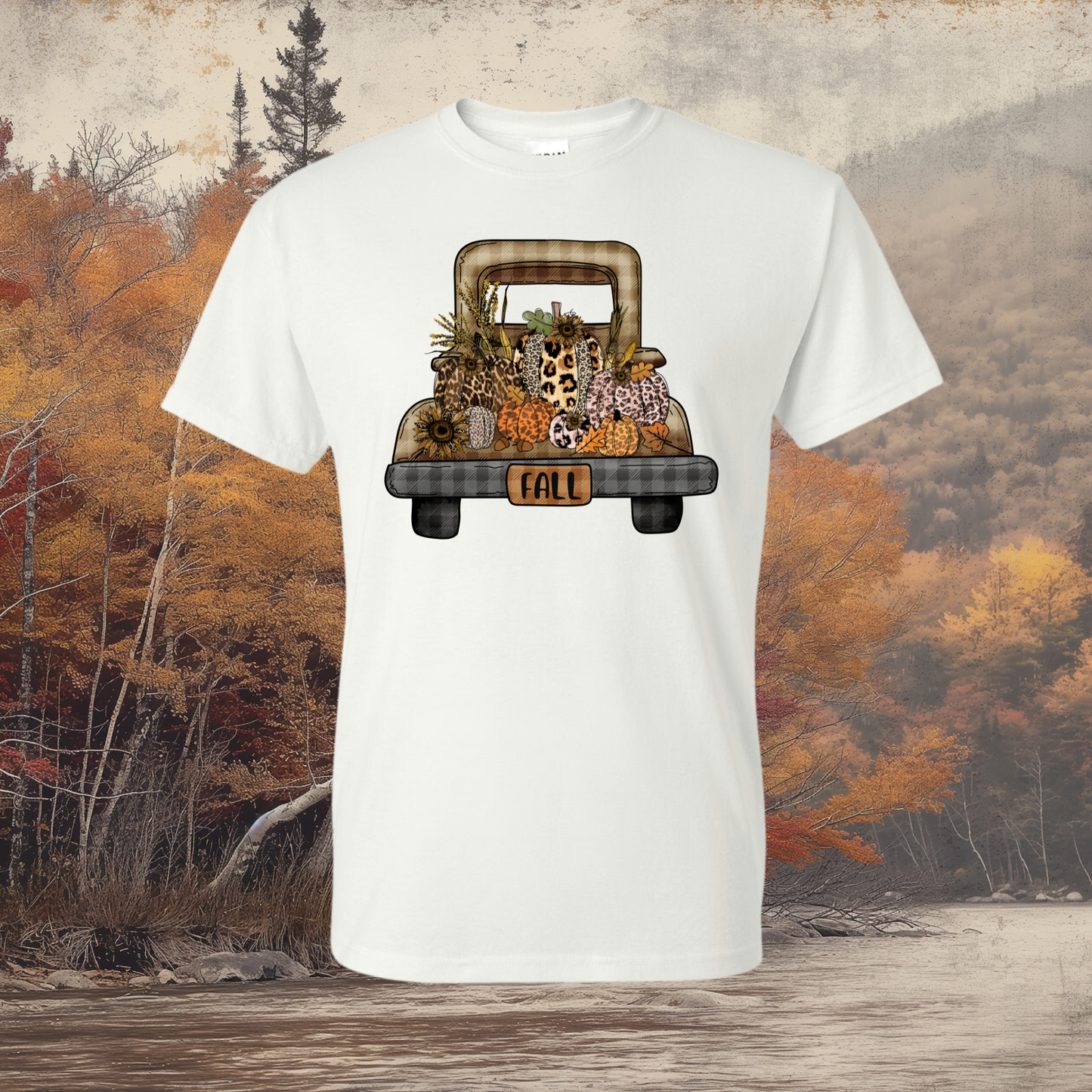 Fall Truck With Pumpkins Design Graphic T-Shirt