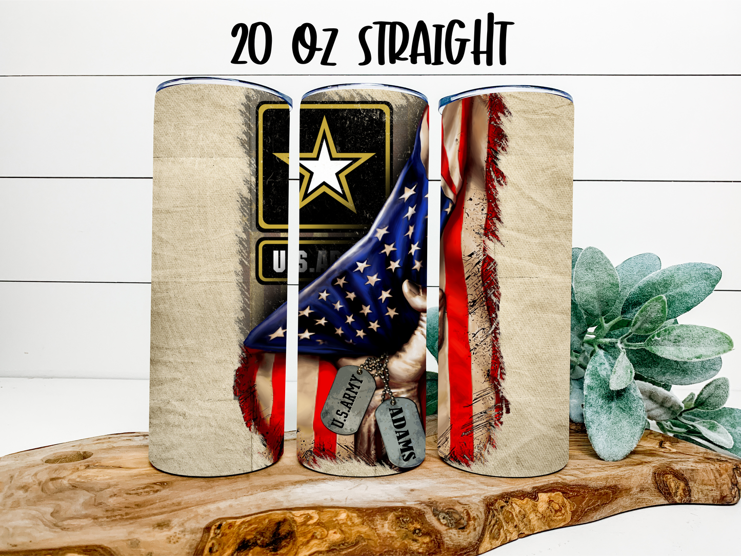 Personalized Army American Flag/Soldier Design/ Drink Holder Tumbler