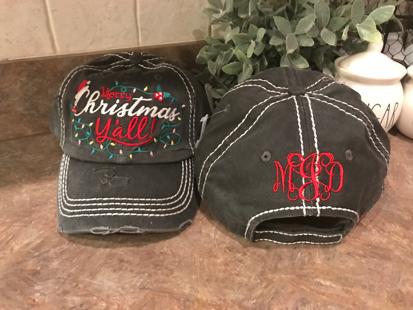 Distressed Merry Christmas Y'all Trucker Embroidered Hat