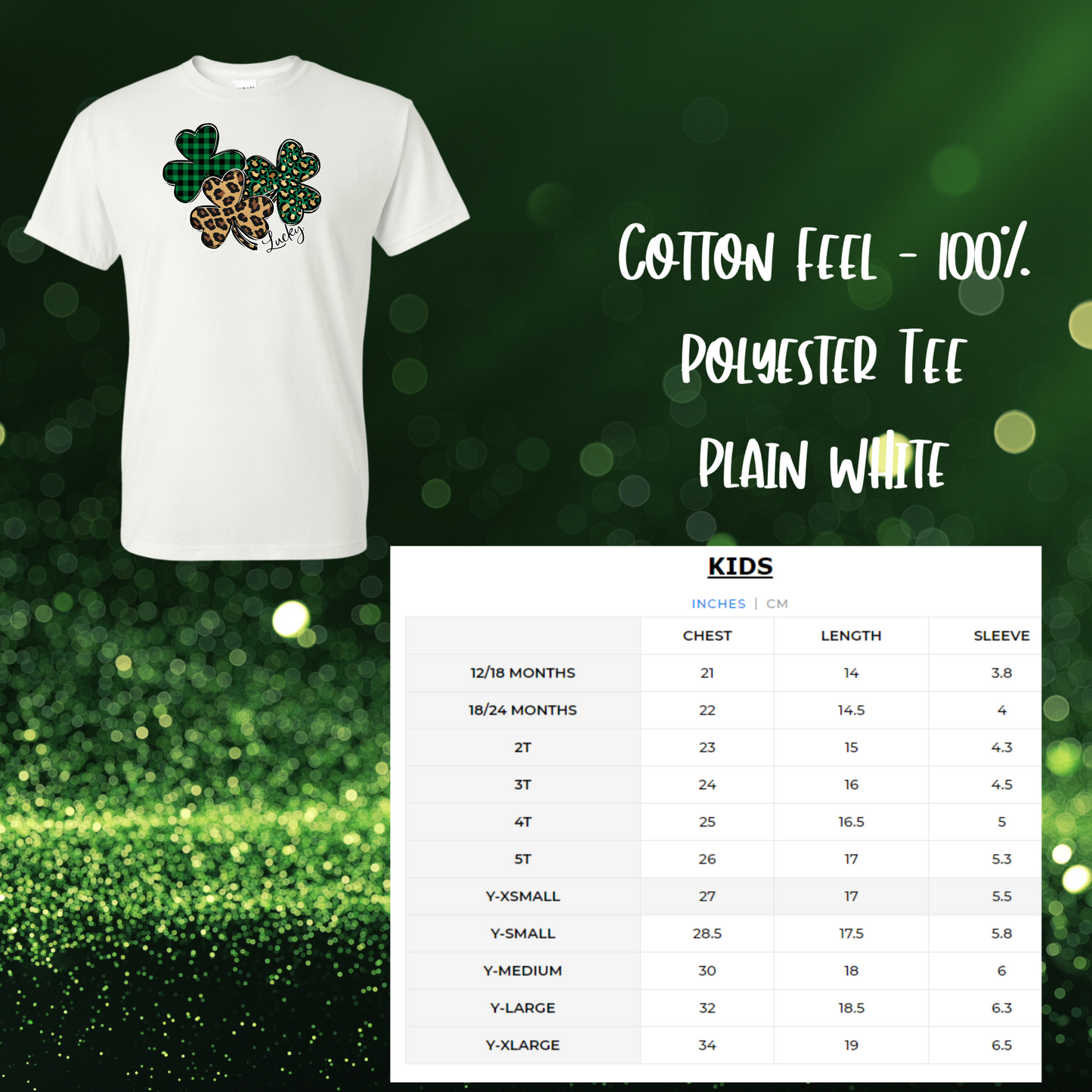 Lucky 3 Clovers Design/Adult and Kids Shirt/Perfect for St. Patrick's Day