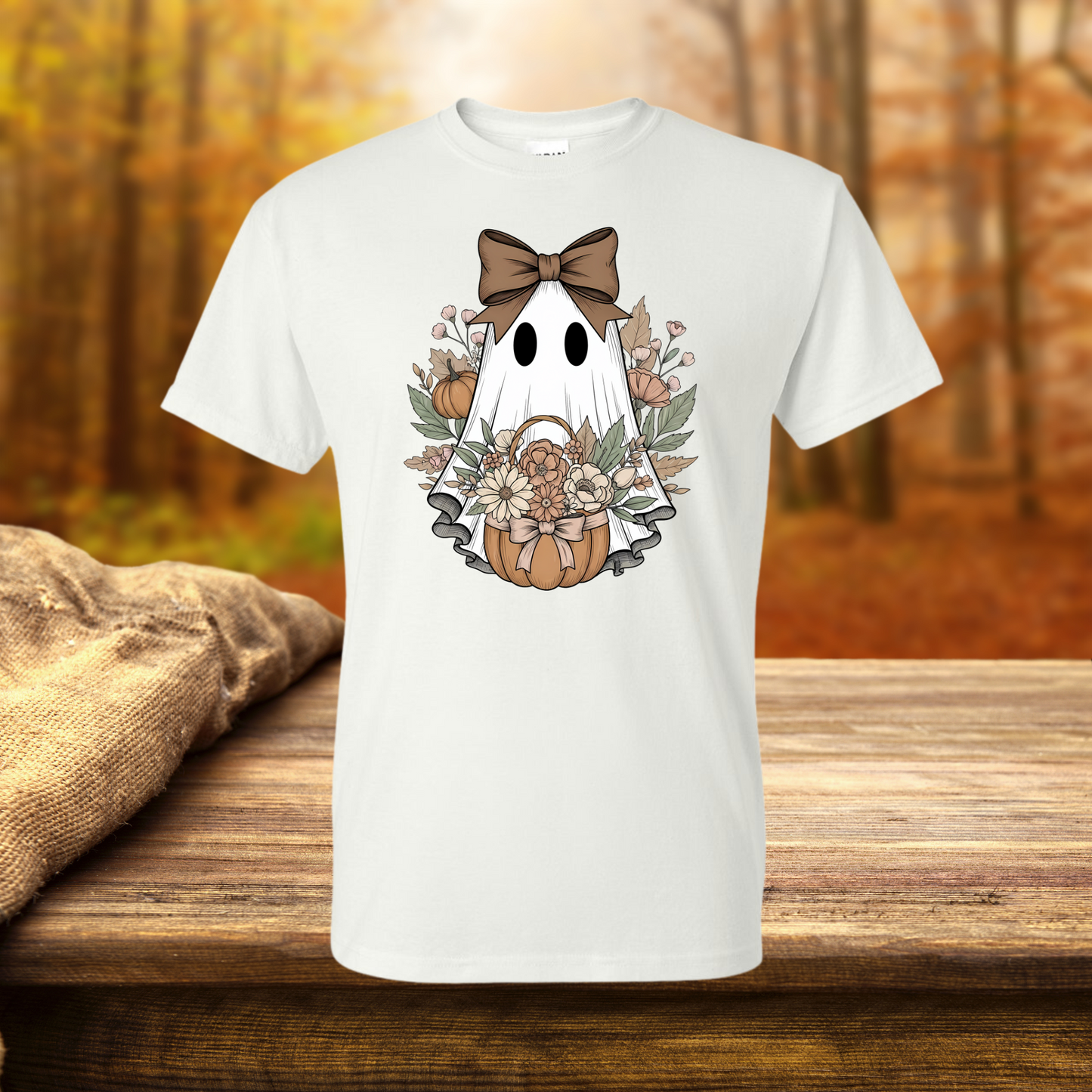 Floral Boho Ghost Design Graphic T-Shirt