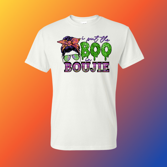 I PUT THE BOO IN BOUJIE LADIES GRAPHIC T-SHIRT