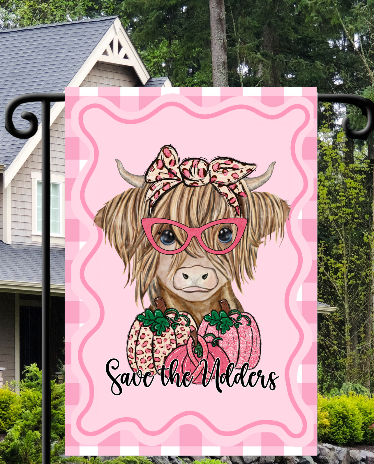 Save The Udders BREAST CANCER Design Garden Flag