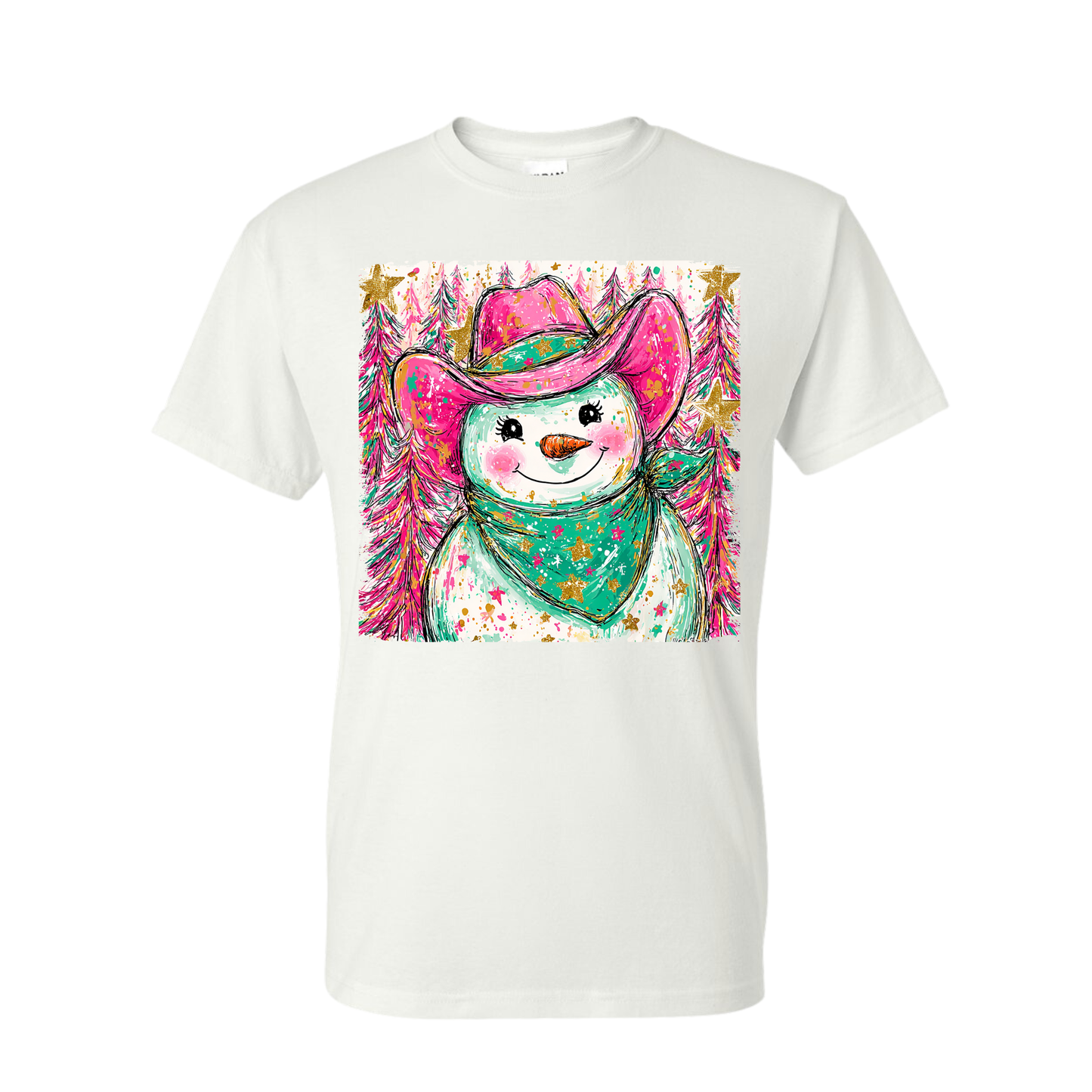 Preppy Snowman Design Graphic T-Shirt