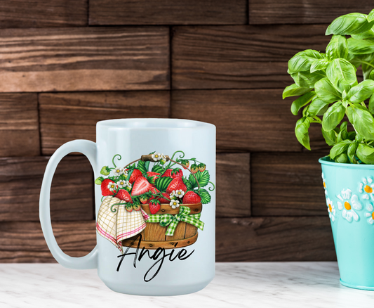 Strawberry Basket Design/Personalize It!/ Coffee Mug