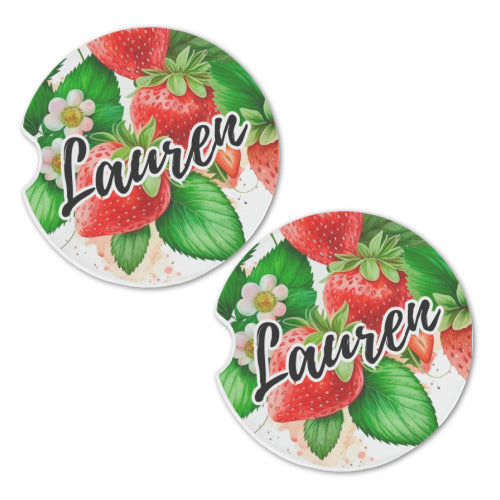 Strawberry Design Car Coasters/Personalize It!