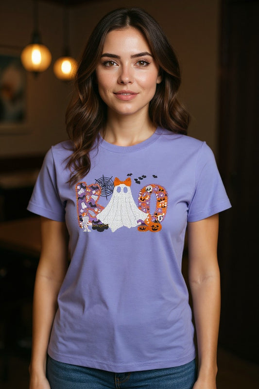 BOO Embroidery Halloween Shirt