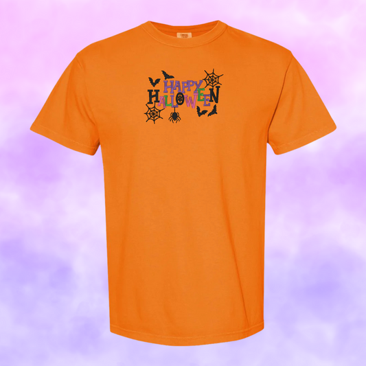 Happy Halloween Design Embroidery T-Shirt