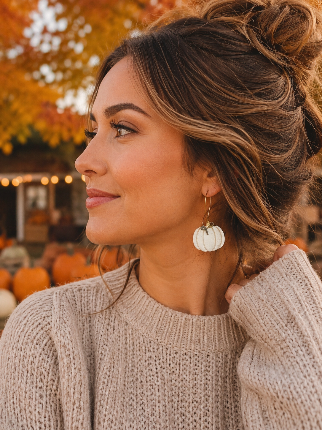 White Pumpkin Polymer Clay Earrings