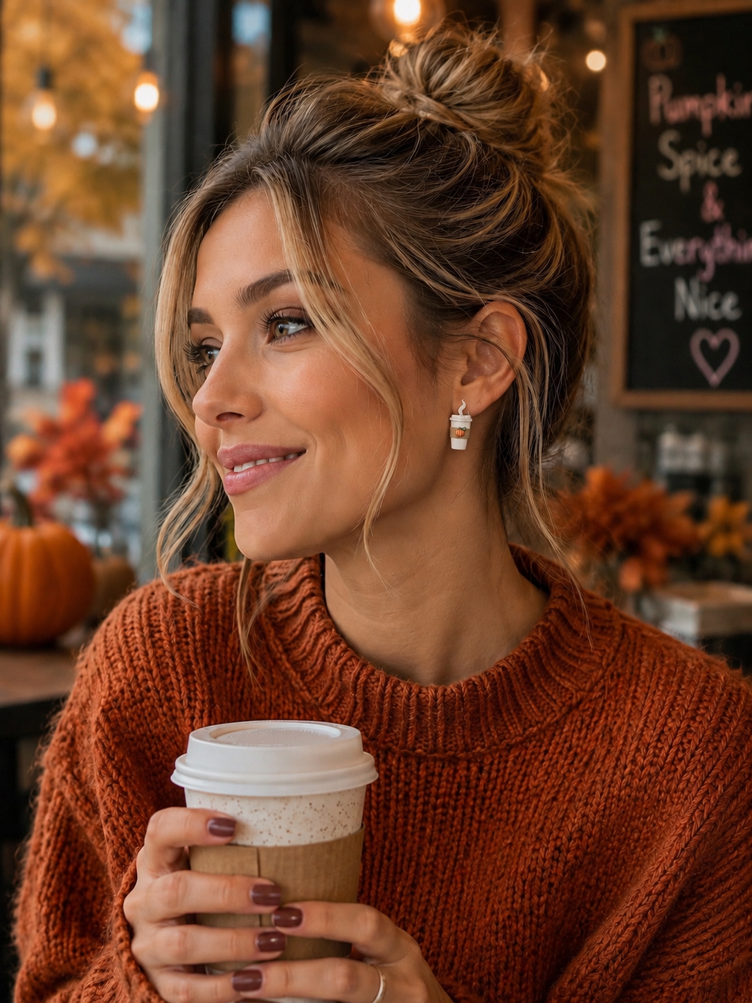 Pumpkin Spice Latte Stud Earrings