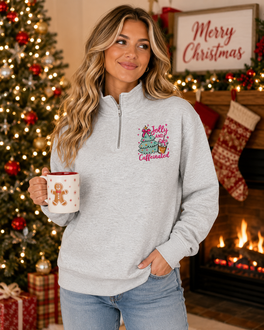 Jolly & Caffeinated Quarter-Zip Pullover