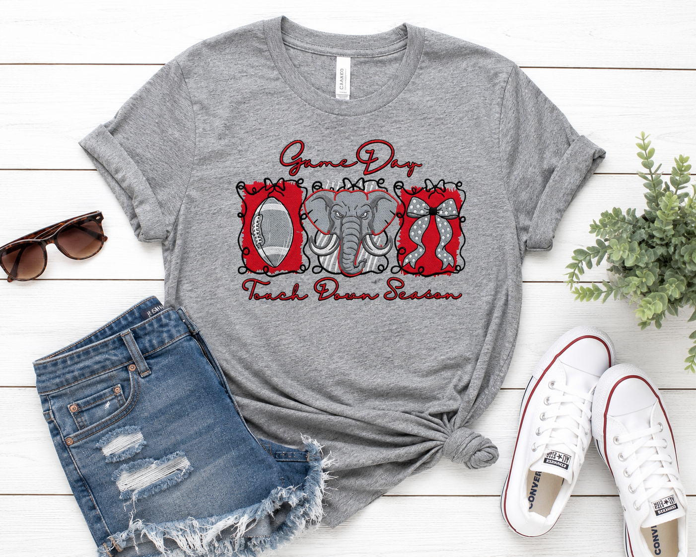 TOUCHDOWN SEASON/BAMA EMBROIDERED TEE OR TANK/ MOMMY AND ME SIZES