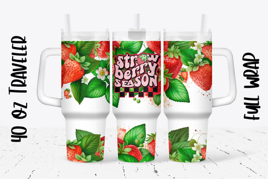 Strawberry Design/Perfect for the Strawberry Festival/ 40 oz Traveler Tumbler/3 Design Options
