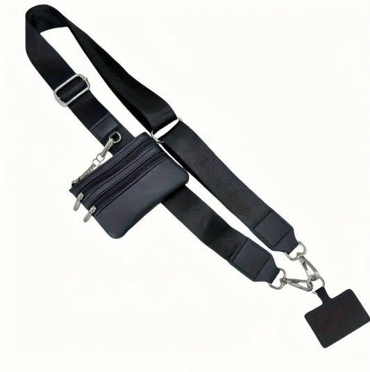 Mobile Phone Crossbody, Adjustable, Lanyard/Black