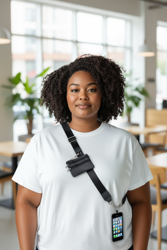 Mobile Phone Crossbody, Adjustable, Lanyard/Black
