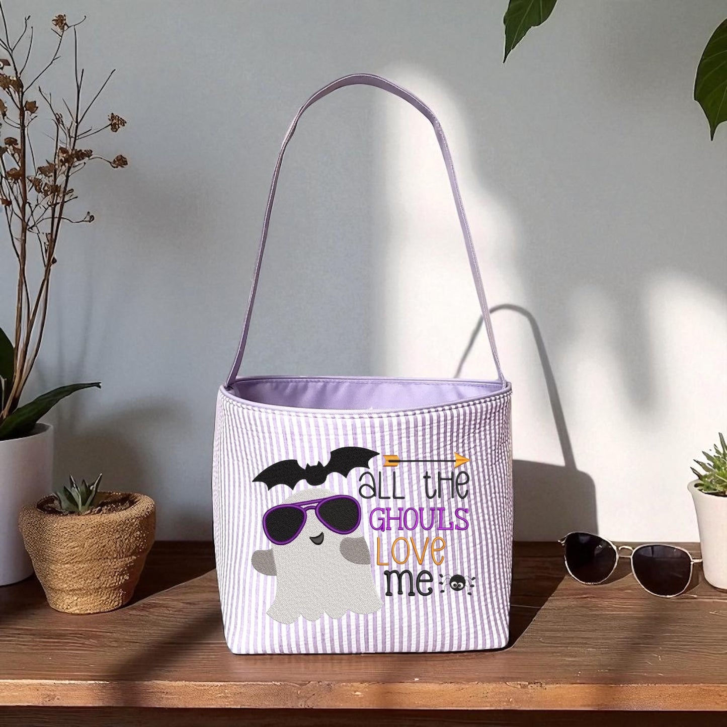 Boy Embroidered Design Trick or Treat Totes/Halloween Bag
