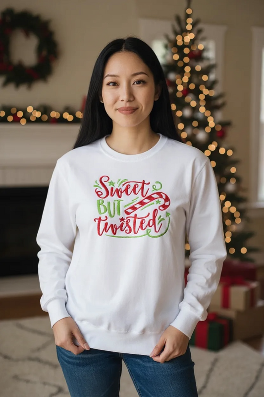 Sweet But Twisted Embroidered Design Crewneck Sweatshirt