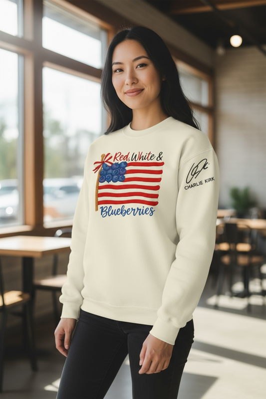 Kirk Blueberry Blessings Embroidered Crewneck Sweatshirt