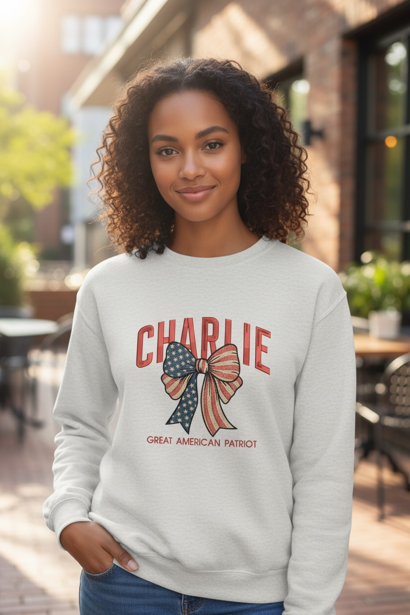 Charlie Patriot Embroidered Crewneck Sweatshirt