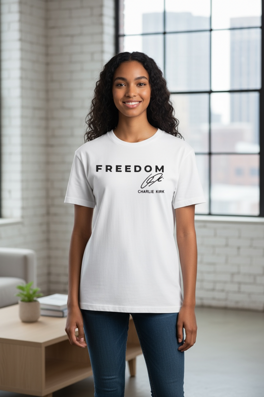 FREEDOM Charlie Kirk Design Embroidery T-Shirt
