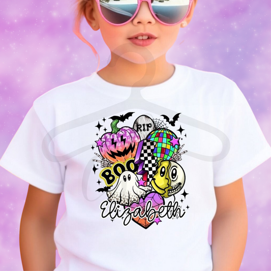Girls Personalized Retro Design Halloween Shirt