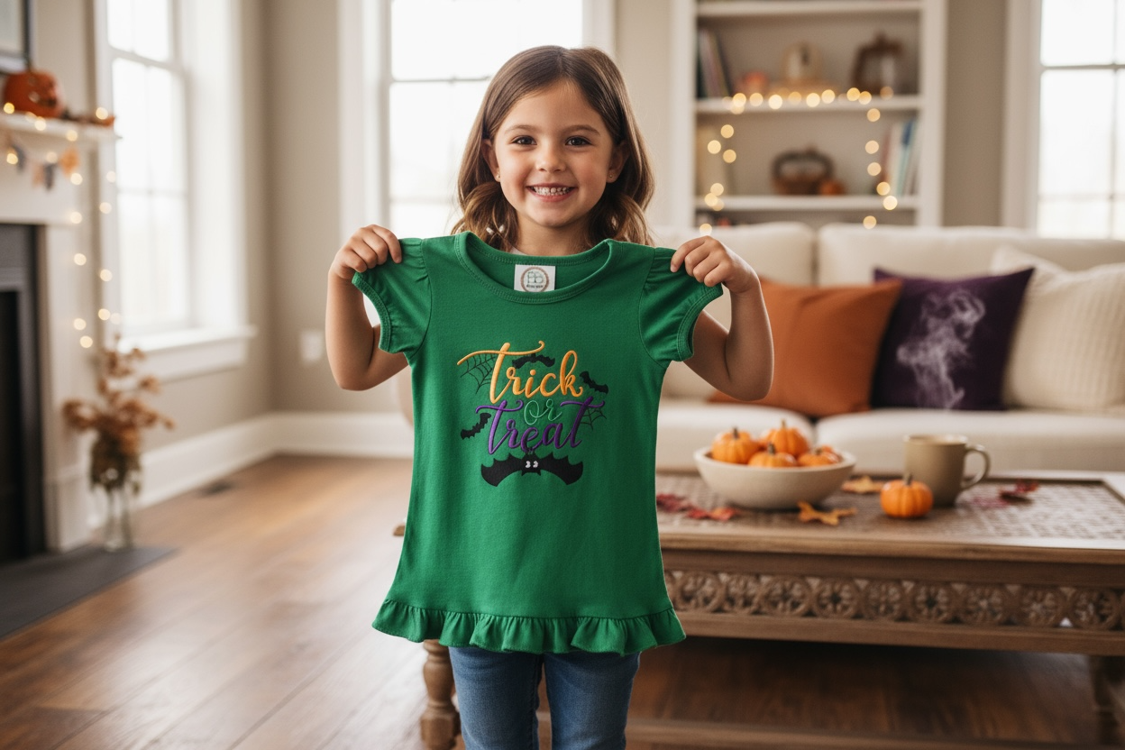 Trick or Treat Embroidery Kids Shirt