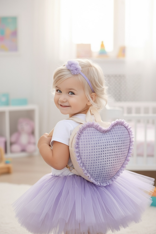 Personalized Purple Gingham Heart Shaped Backpack-Great Size!
