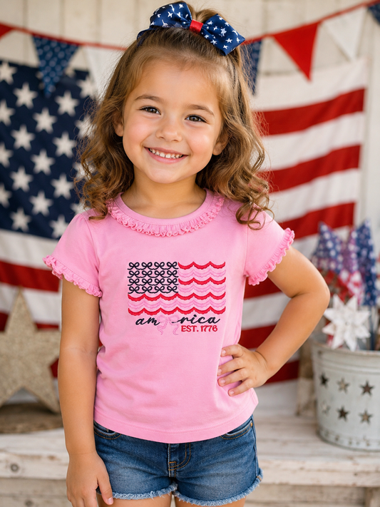 America Est. 1776 Ruffle Toddler Tee