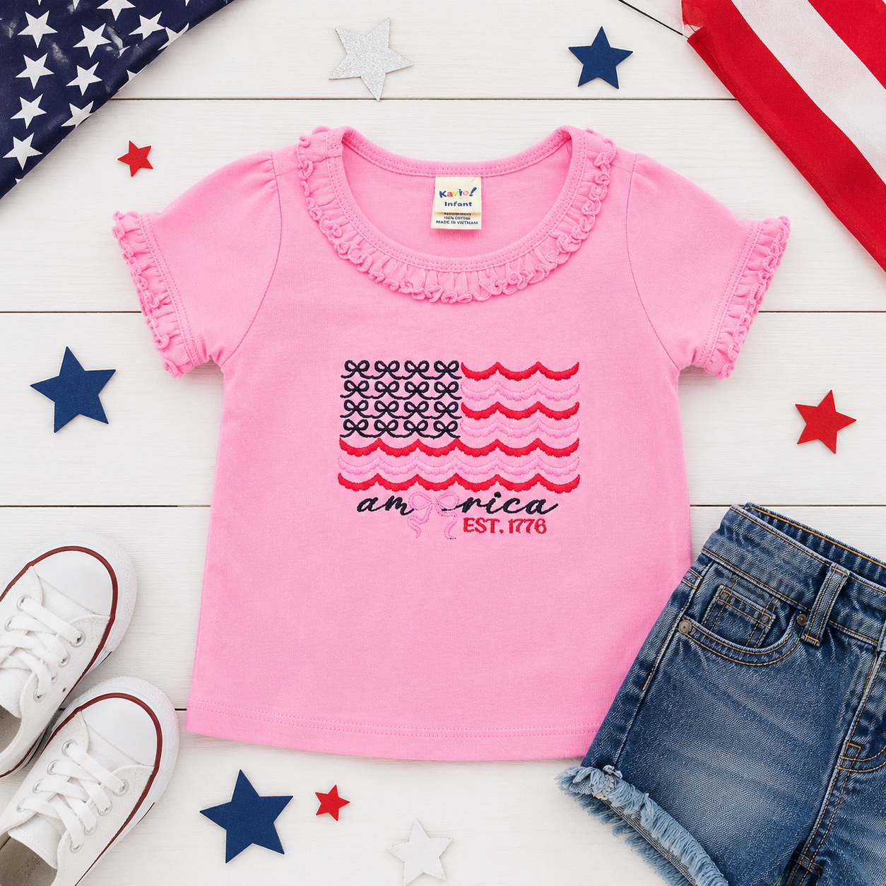 America Est. 1776 Ruffle Toddler Tee