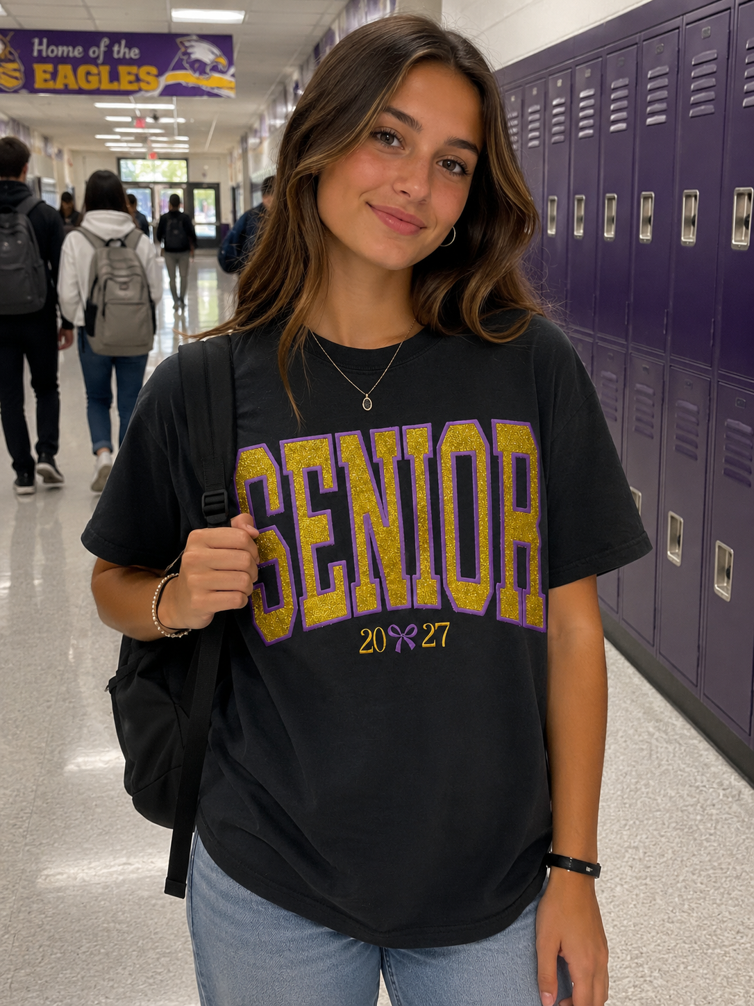 Senior Glitter Applique Tee-C/O 2027