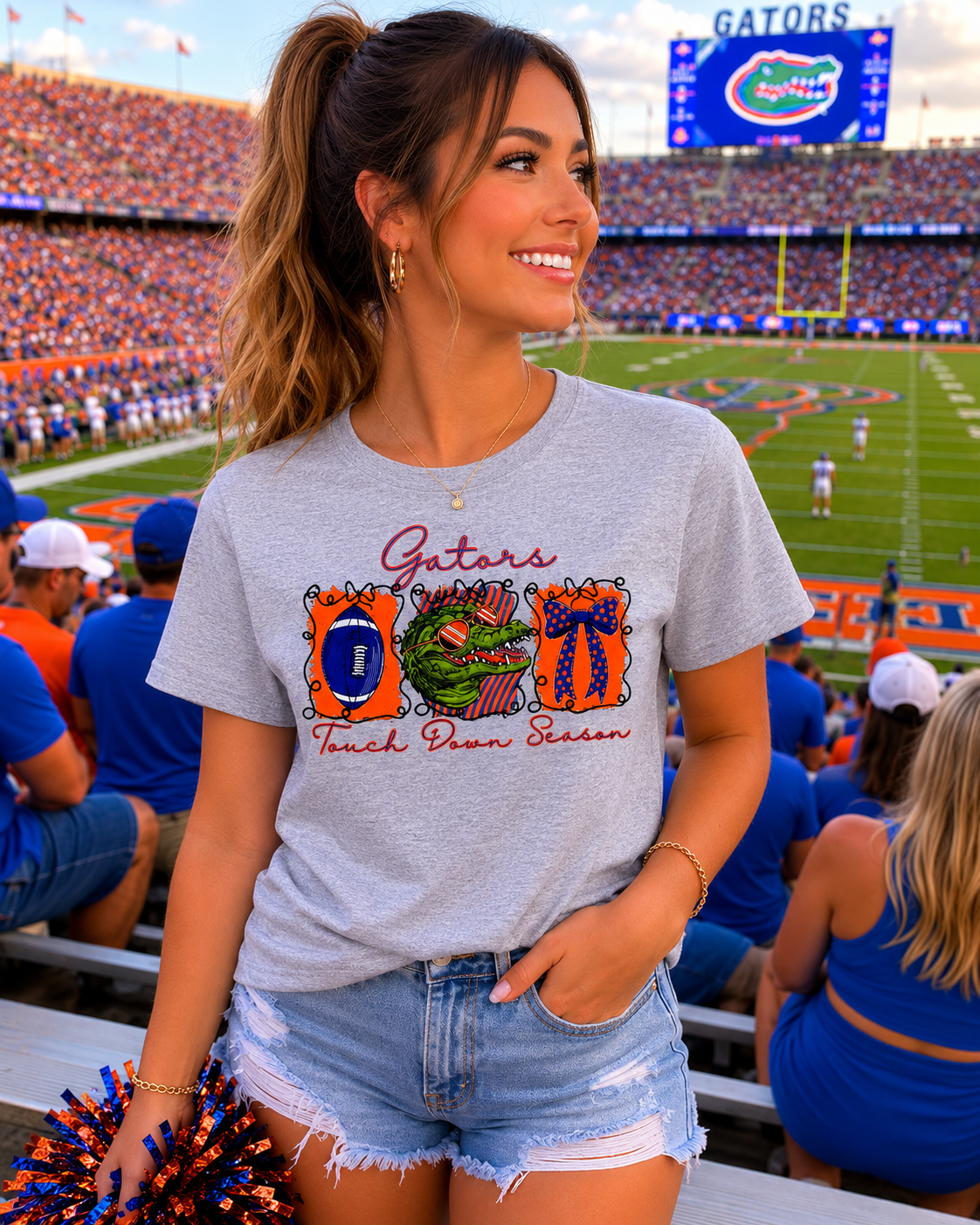 GATORS TOUCHDOWN SEASON EMBROIDERED TEE OR TANK/ MOMMY AND ME SIZES