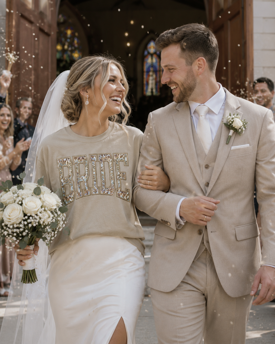 Bride Sequin Appliqué T-Shirt