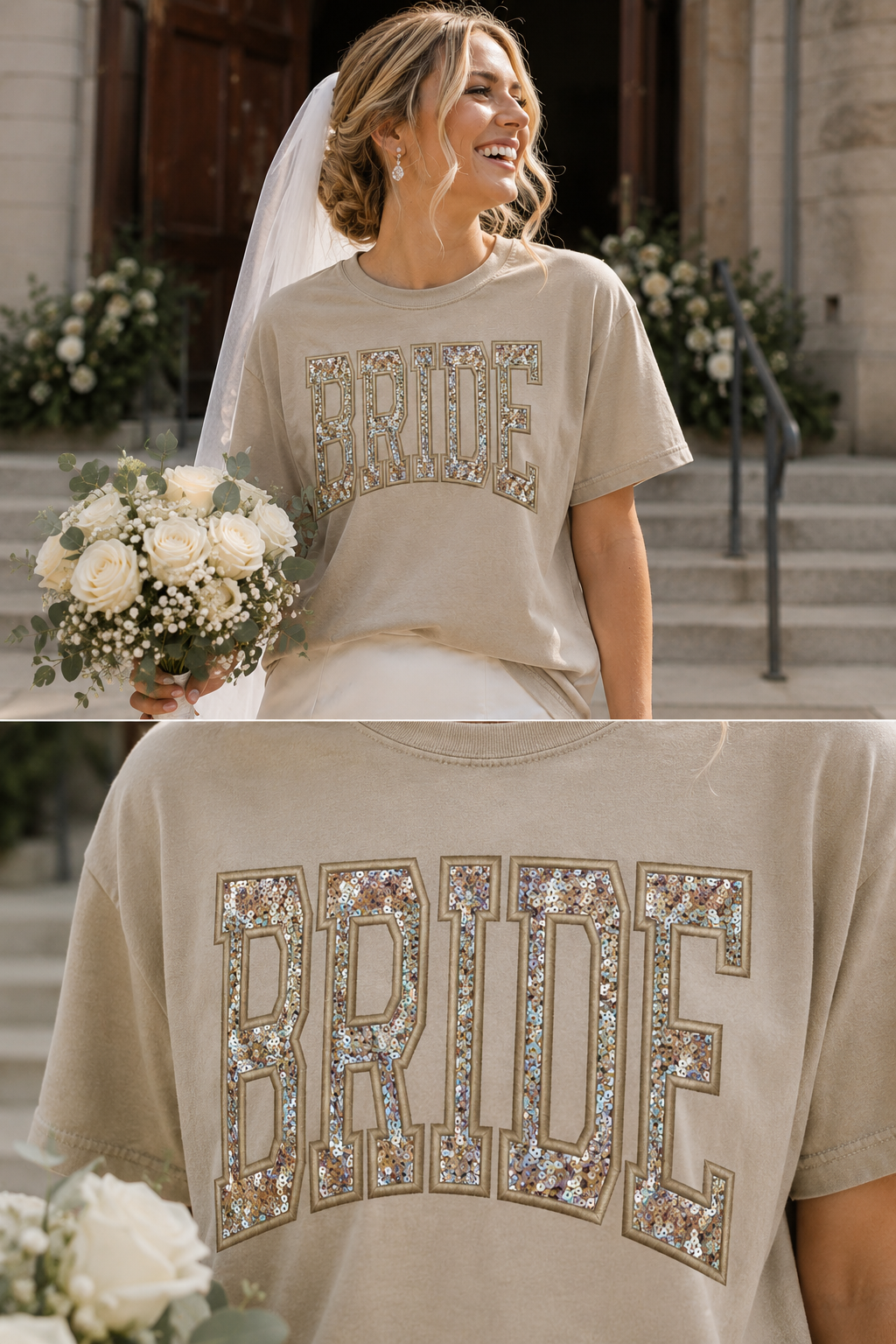 Bride Sequin Appliqué T-Shirt