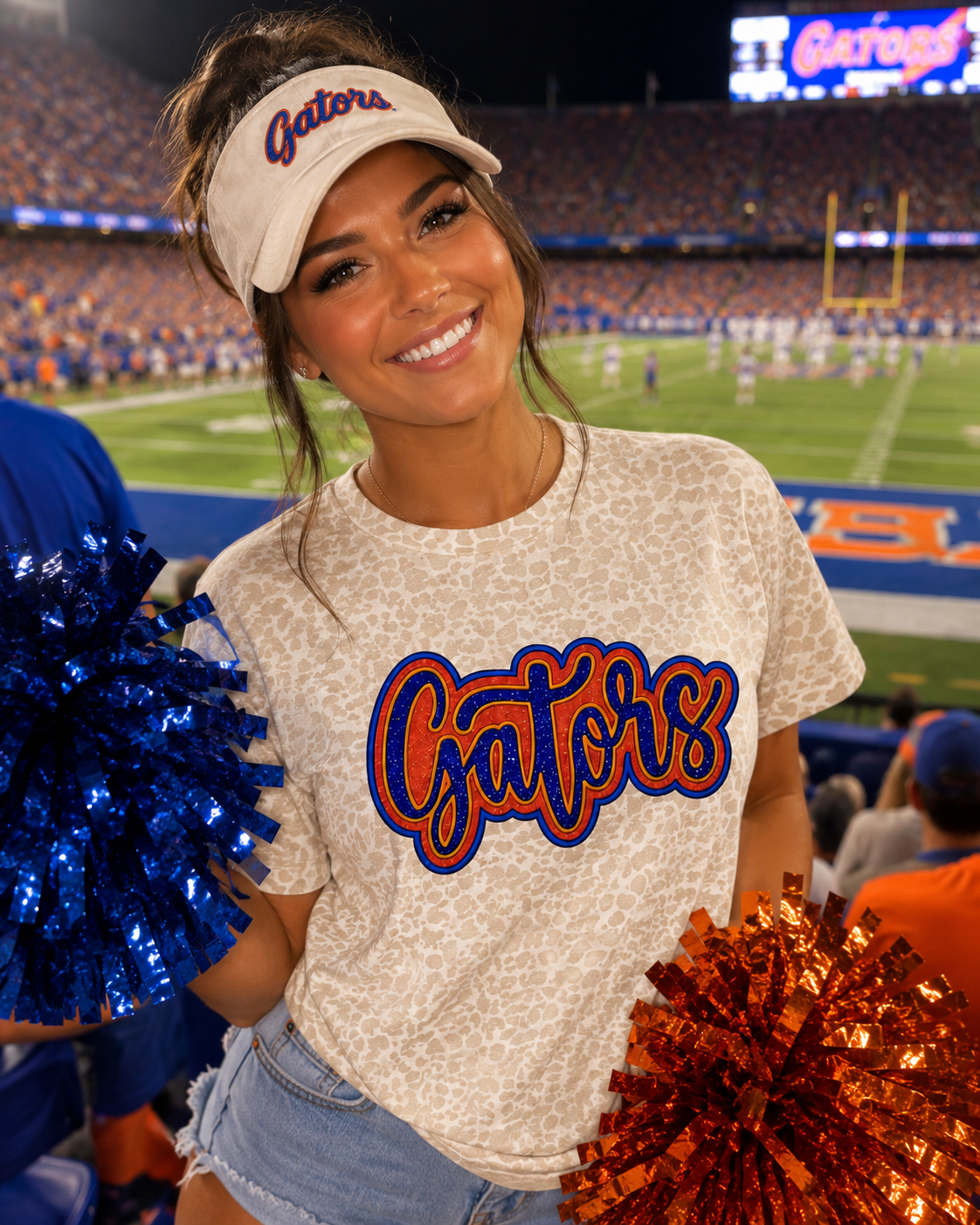 Gators Glitter Appliqué Tee – Available in Natural Leopard & Black Leopard