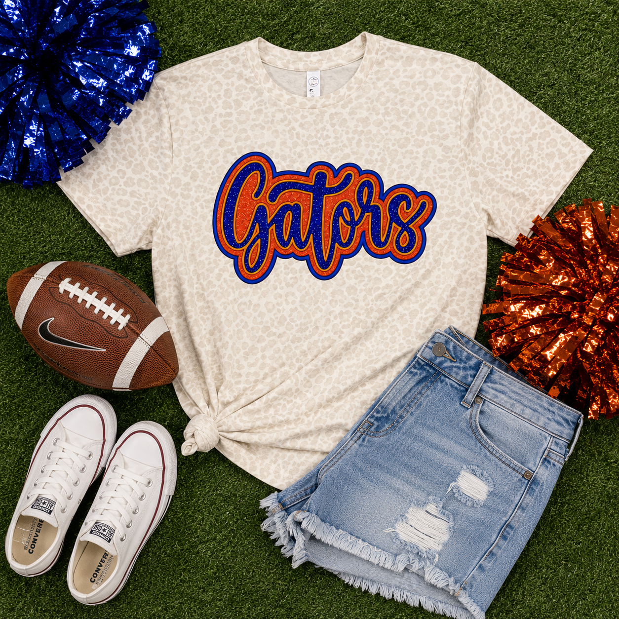 Gators Glitter Appliqué Tee – Available in Natural Leopard & Black Leopard