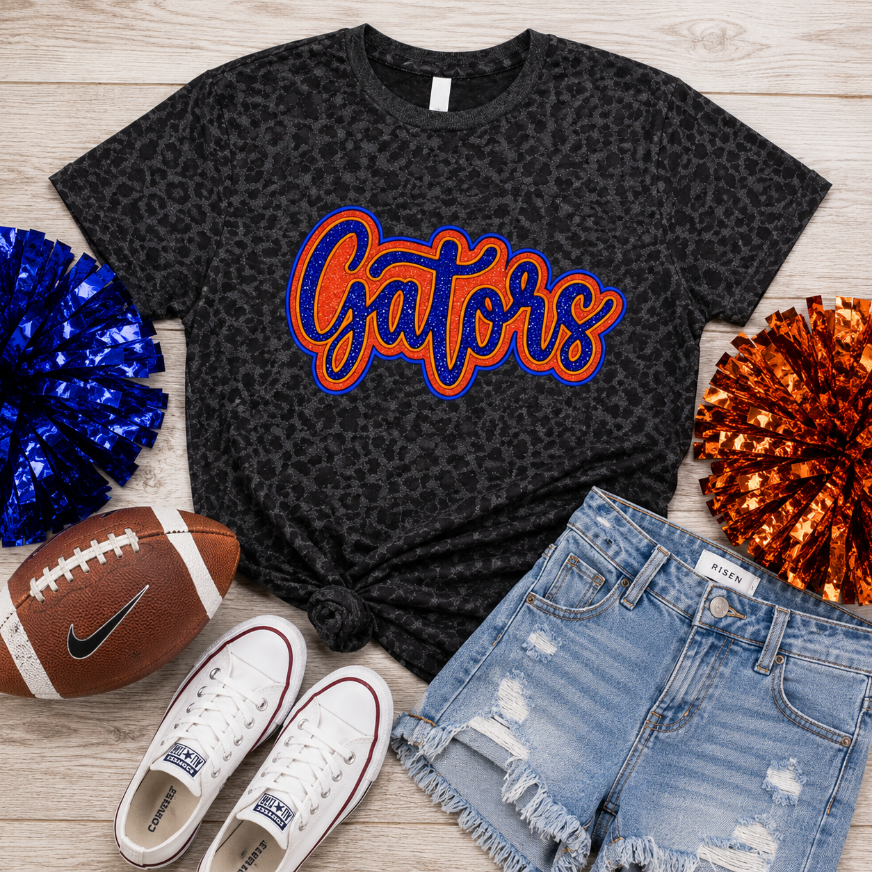 Gators Glitter Appliqué Tee – Available in Natural Leopard & Black Leopard
