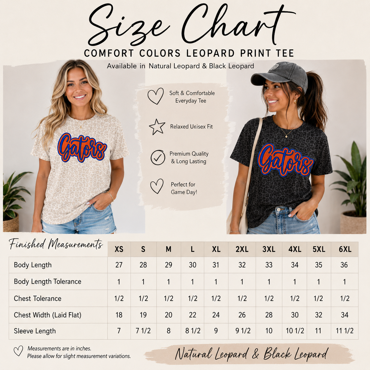 Gators Glitter Appliqué Tee – Available in Natural Leopard & Black Leopard