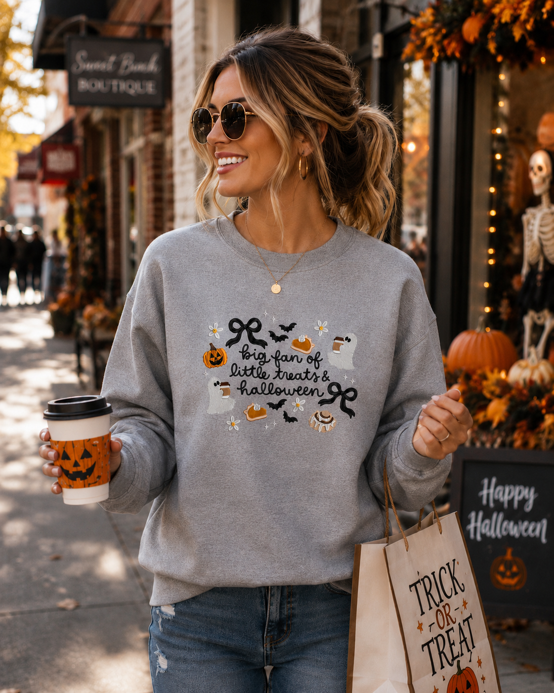 Big Fan of Little Treats & Halloween Embroidered-Inspired Graphic Tee & Sweatshirt/Adult And Youth Sizes
