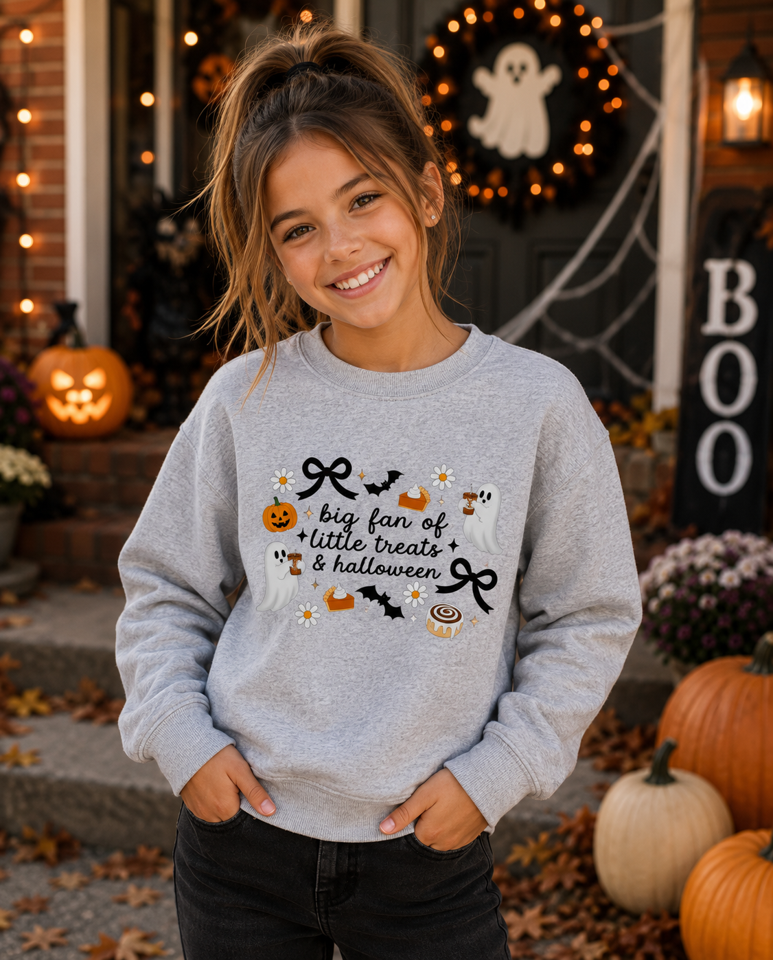 Big Fan of Little Treats & Halloween Embroidered-Inspired Graphic Tee & Sweatshirt/Adult And Youth Sizes