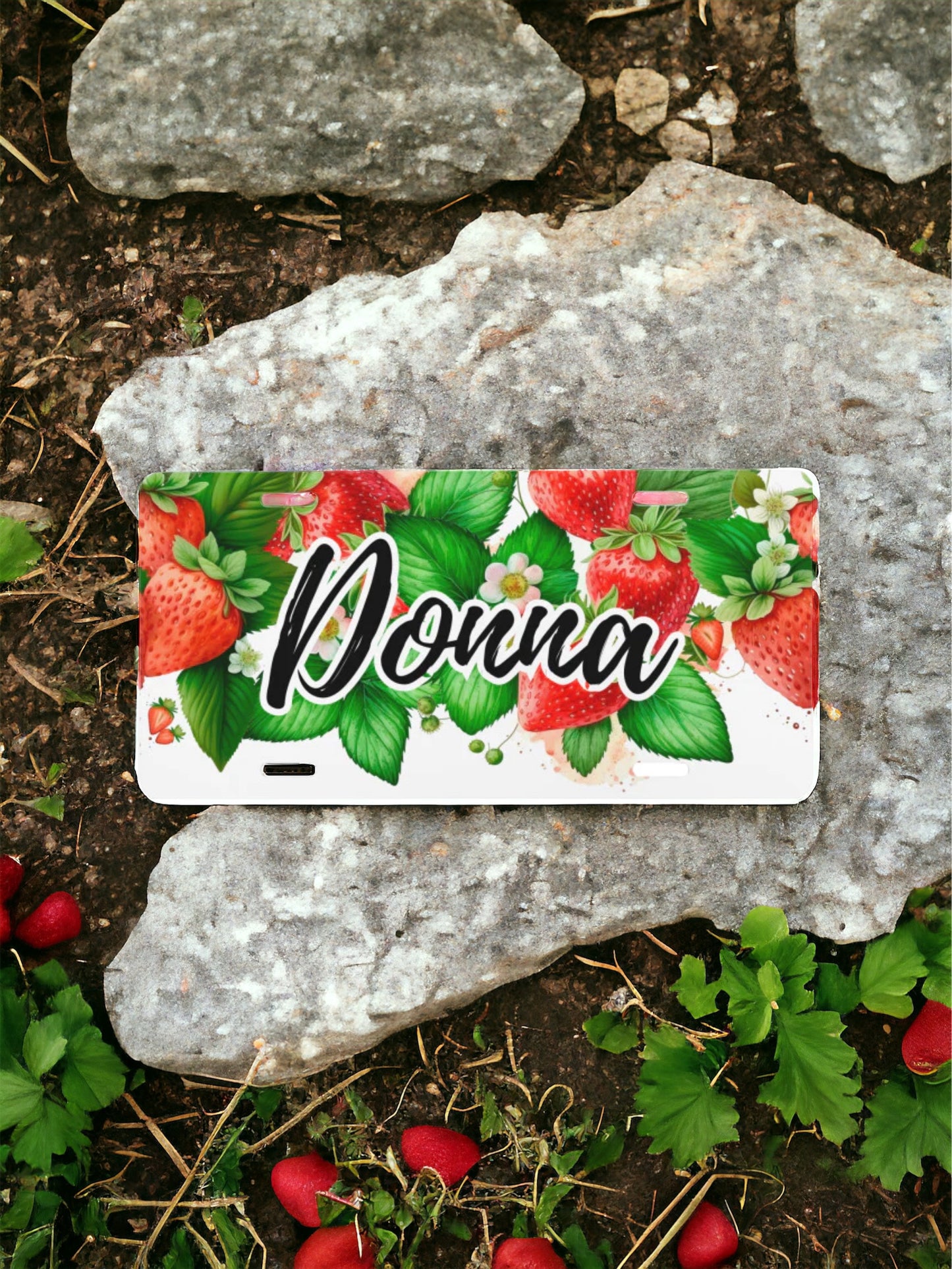 Strawberry Design Car Tag/ License Plate/ Personalize It!