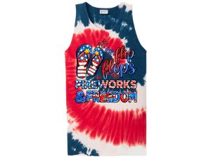 FLIP FLOPS, FIREWORKS AND FREEDOM TIE DYE TANK