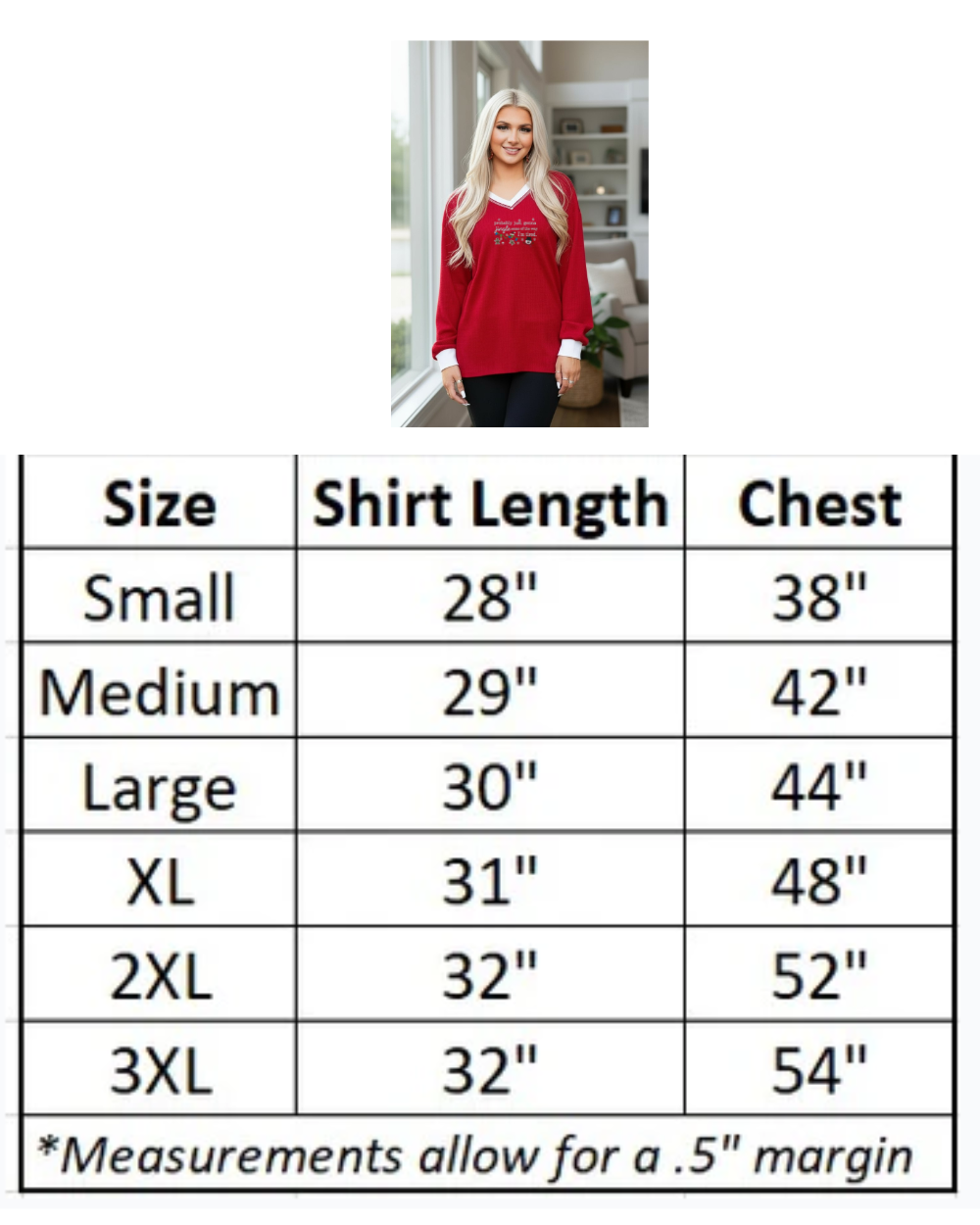 JUST GONNA JINGLE SOME OF THE WAY V-NECK WAFFLE WEAVE LONG SLEEVE TOP