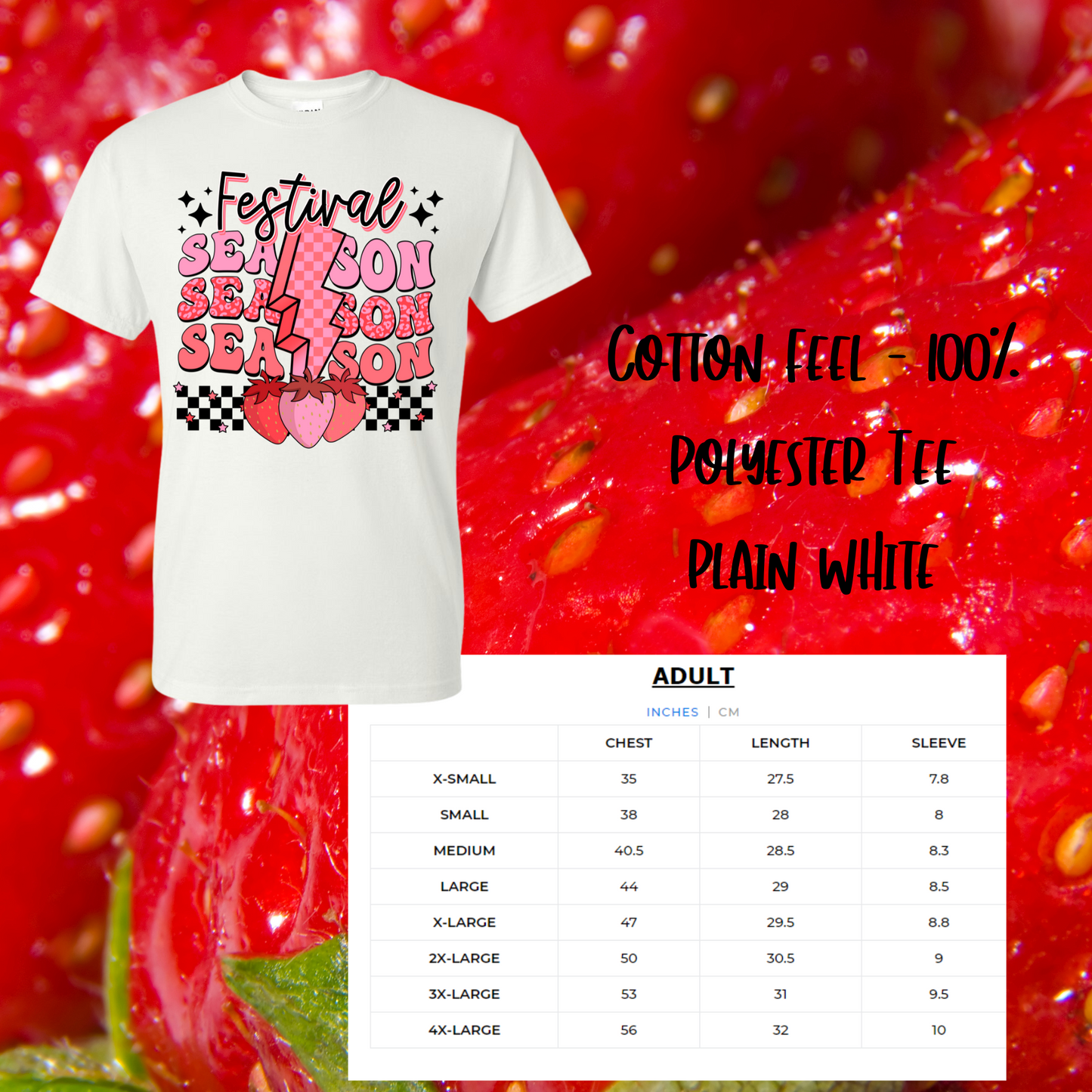 Festival Season/Strawberry Design/Adult and Kids Shirt