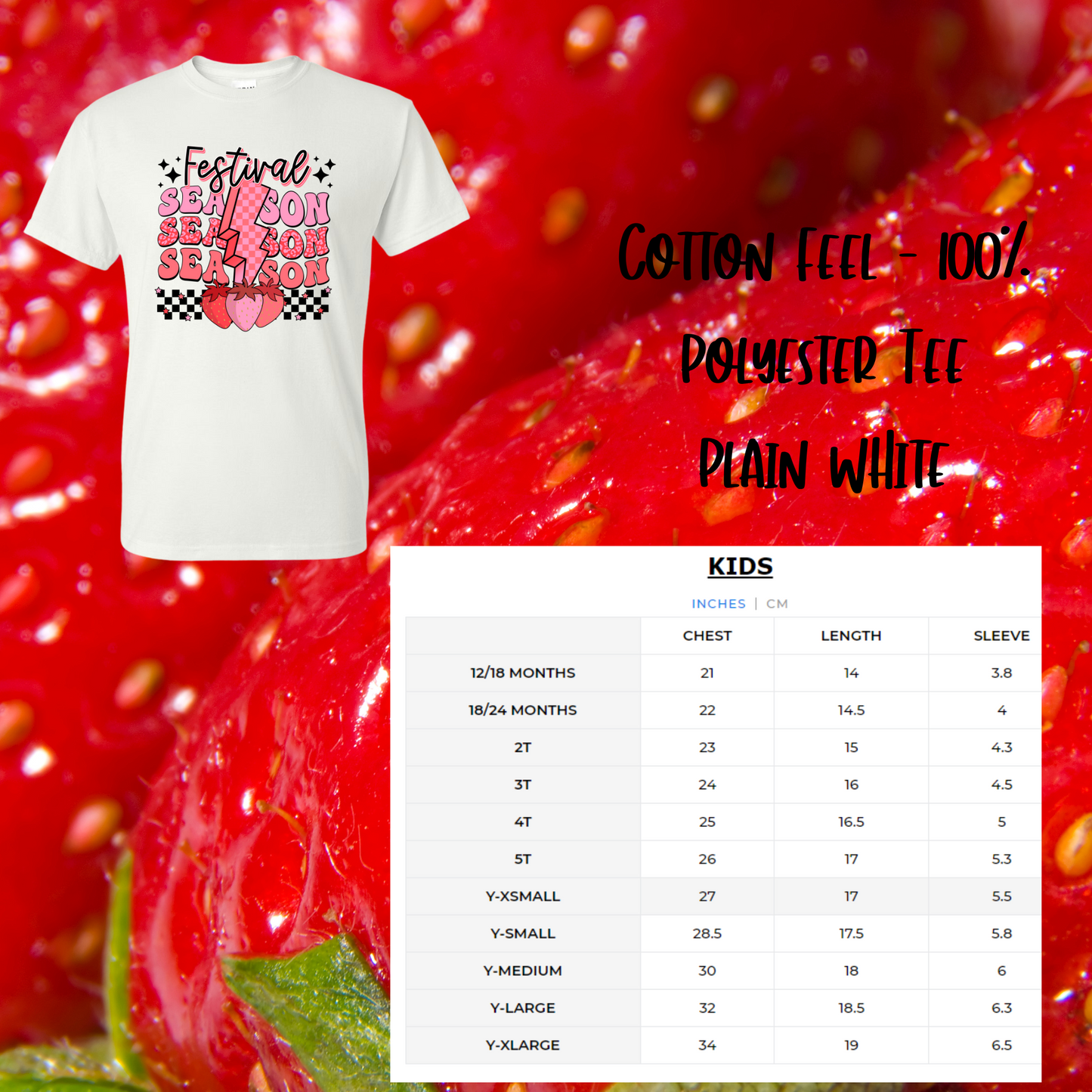 Festival Season/Strawberry Design/Adult and Kids Shirt