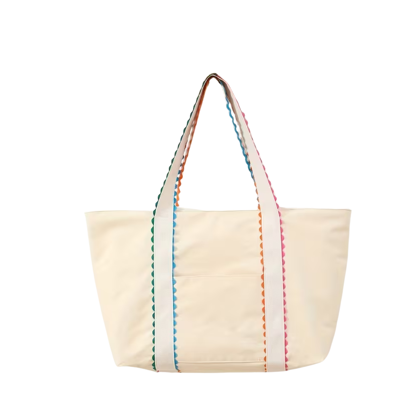 Ric Rac Scallop Design Canvas Tote Bag and Cosmetic Case/Beach Tote/Cabana Tote/Boat Bag/Shopping Tote